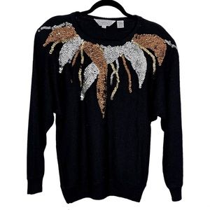 Vintage Cristina's Sequin Black Sweater Size Small